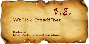 Válik Erzsébet névjegykártya
